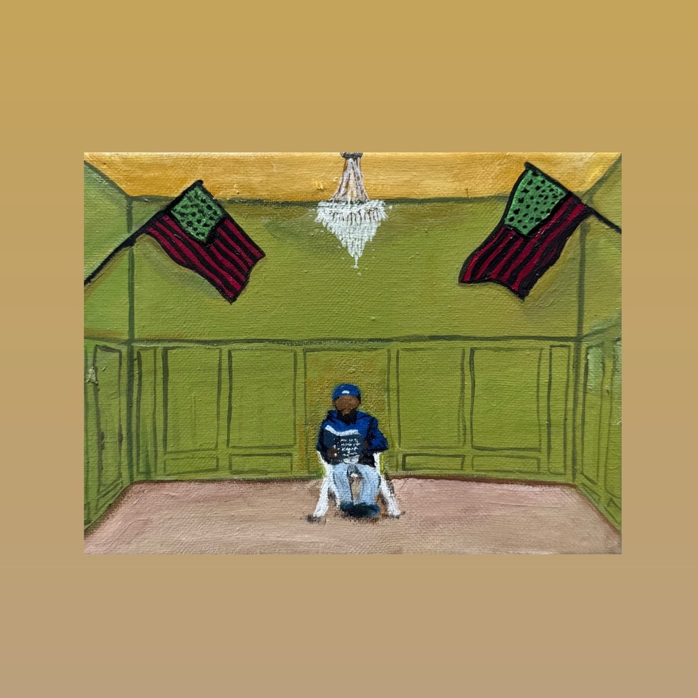 Abstract Painting with Flags and Figure